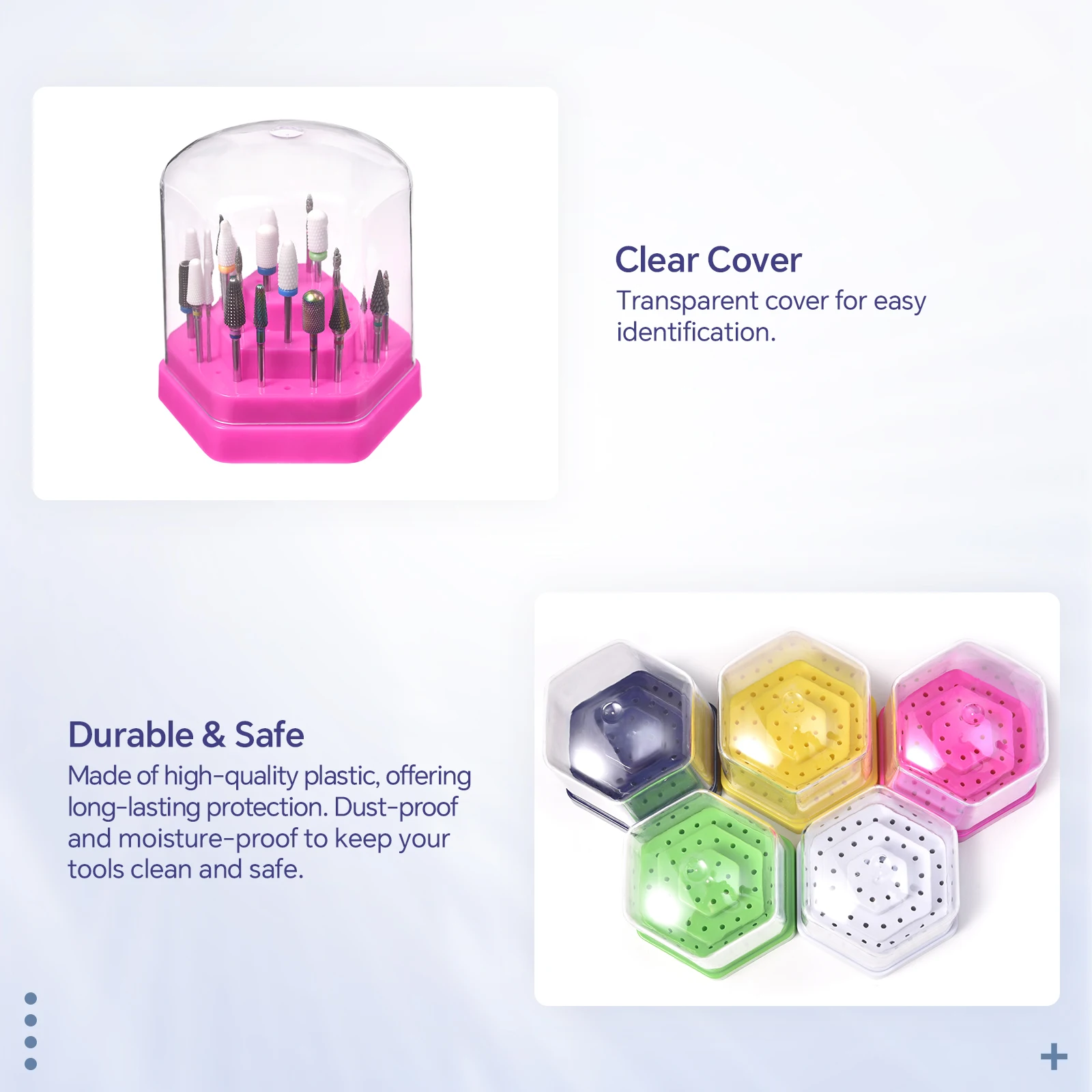 Nail Drill Bits Organizer Box 48 Slots Showing Shelf Plastic Dustproof Portable Empty Storage for Salon Nail Art Supplies