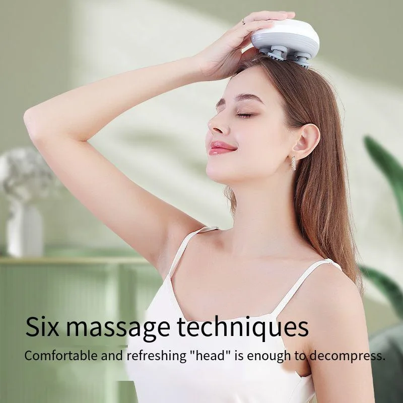 Mini Electric Head Massager Head Spa Kneading Vibration Massager Relieve Fatigue Deep Tissue Wireless Scalp Massager