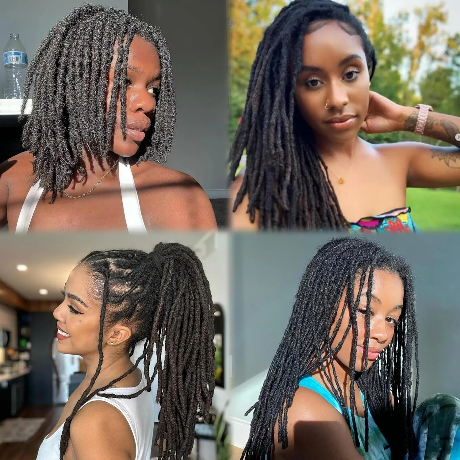 0,6 cm Breite, 10,2–20,3 cm, 100 % Echthaar-Loc-Erweiterungen, 50 Stränge, vollständig handgefertigte Dreadlock-Erweiterungen für Männer, Frauen, Kinder, kann gefärbt werden