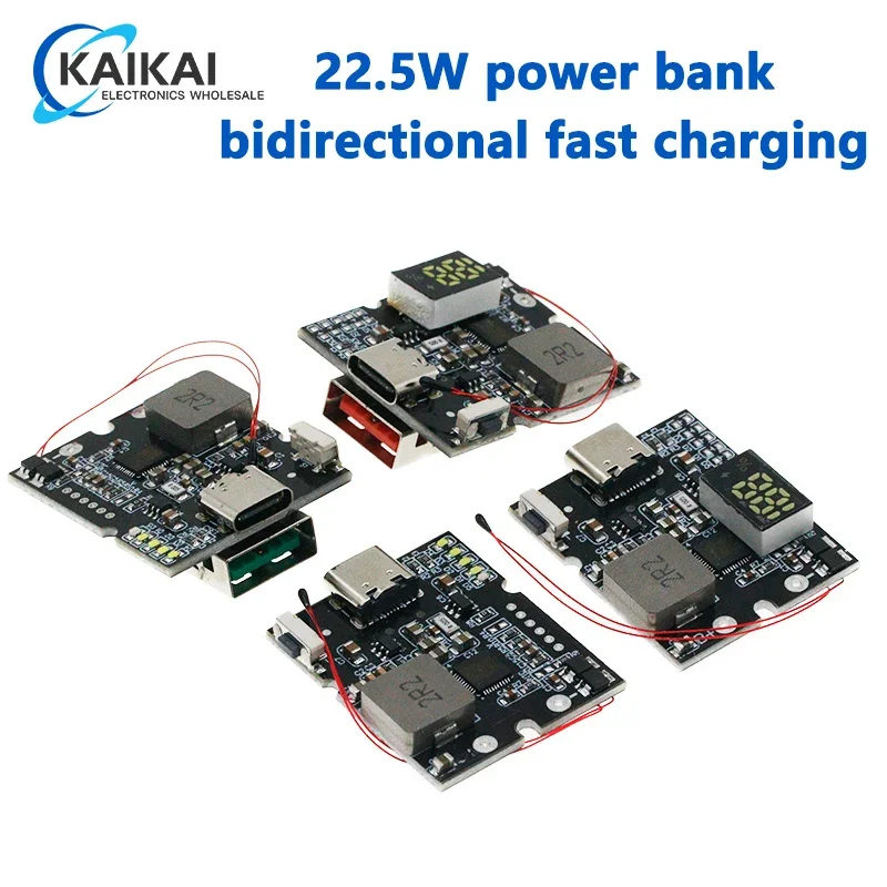 22.5W Power Bank Bidirectional Fast Charging Mobile Power Module Circuit Board With Digital/Light Type-C USB Suppor PD/QC3.0 2.0