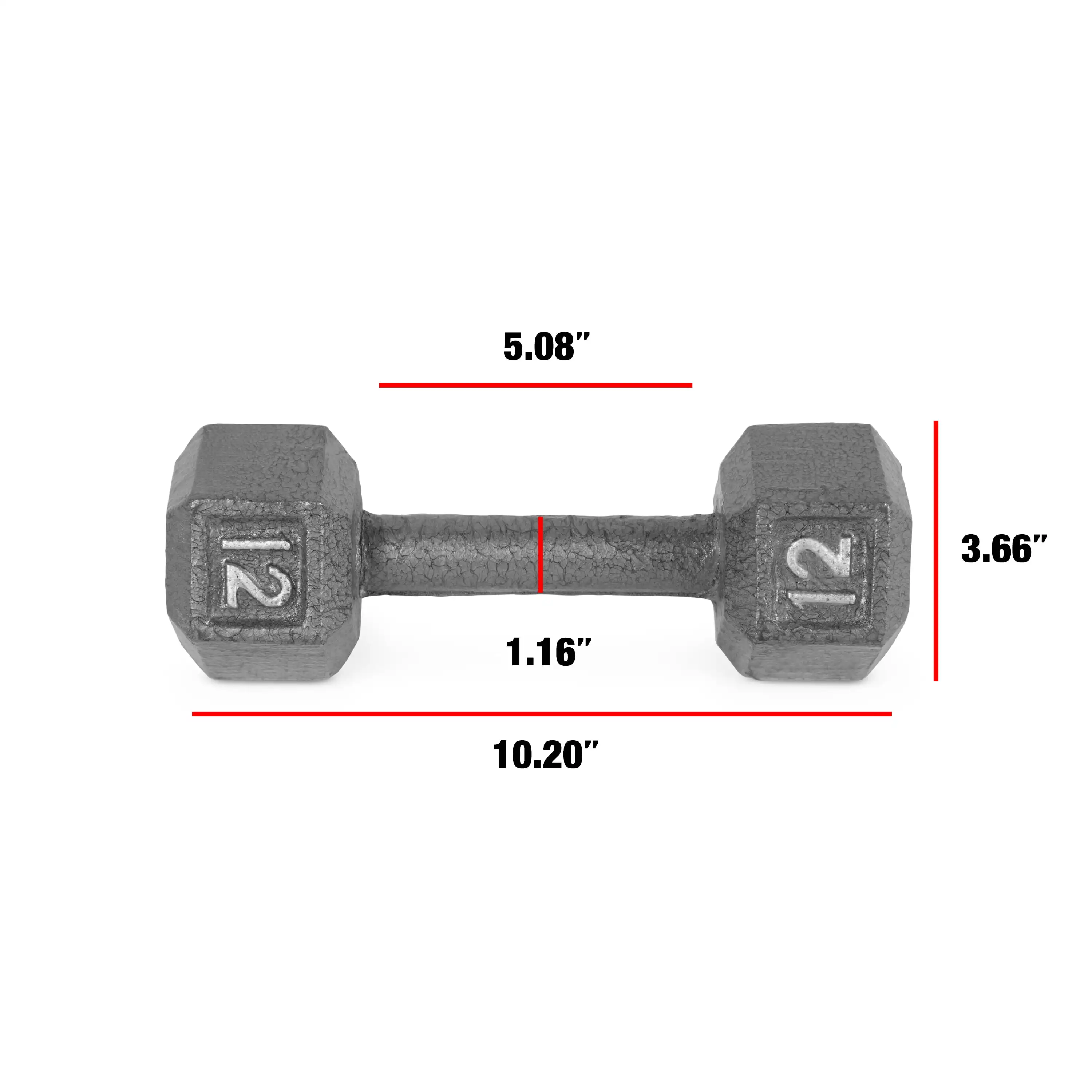 دمبل سداسي من الحديد الزهر بوزن 12 رطل، أداء طويل الأمد، فردي #3