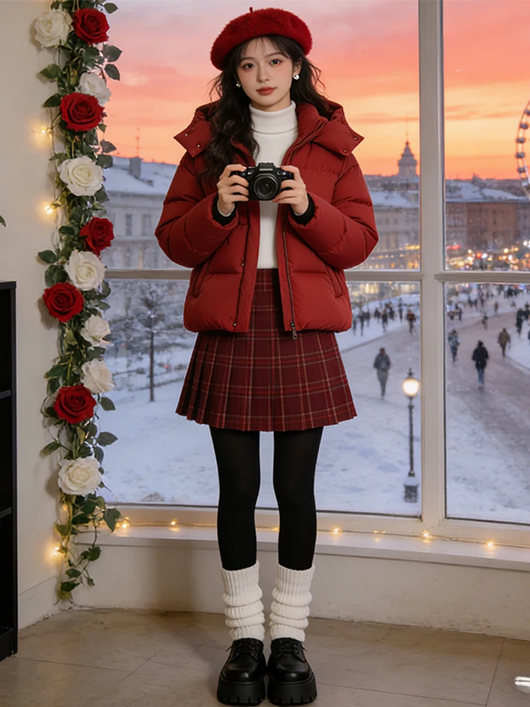 Thiened 겨울 자켓 여성용 단색 지퍼 다운 코튼 코트 한국 스타일 출퇴근용 루즈핏 롱 후드 코트