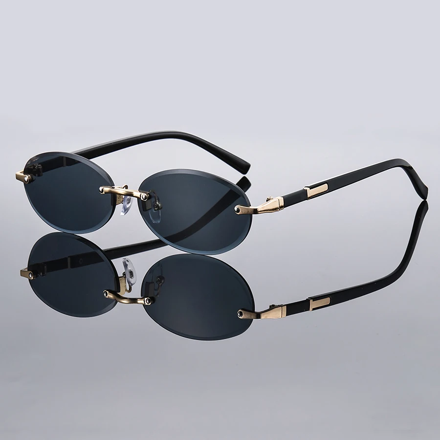 طقم مكون من 4 قطع من النظارات المربعة والبيضاوية الأنيقة بدون إطار، تصميم على طراز الزوجين للجنسين، مناسب للارتداء اليومي والهدايا #2