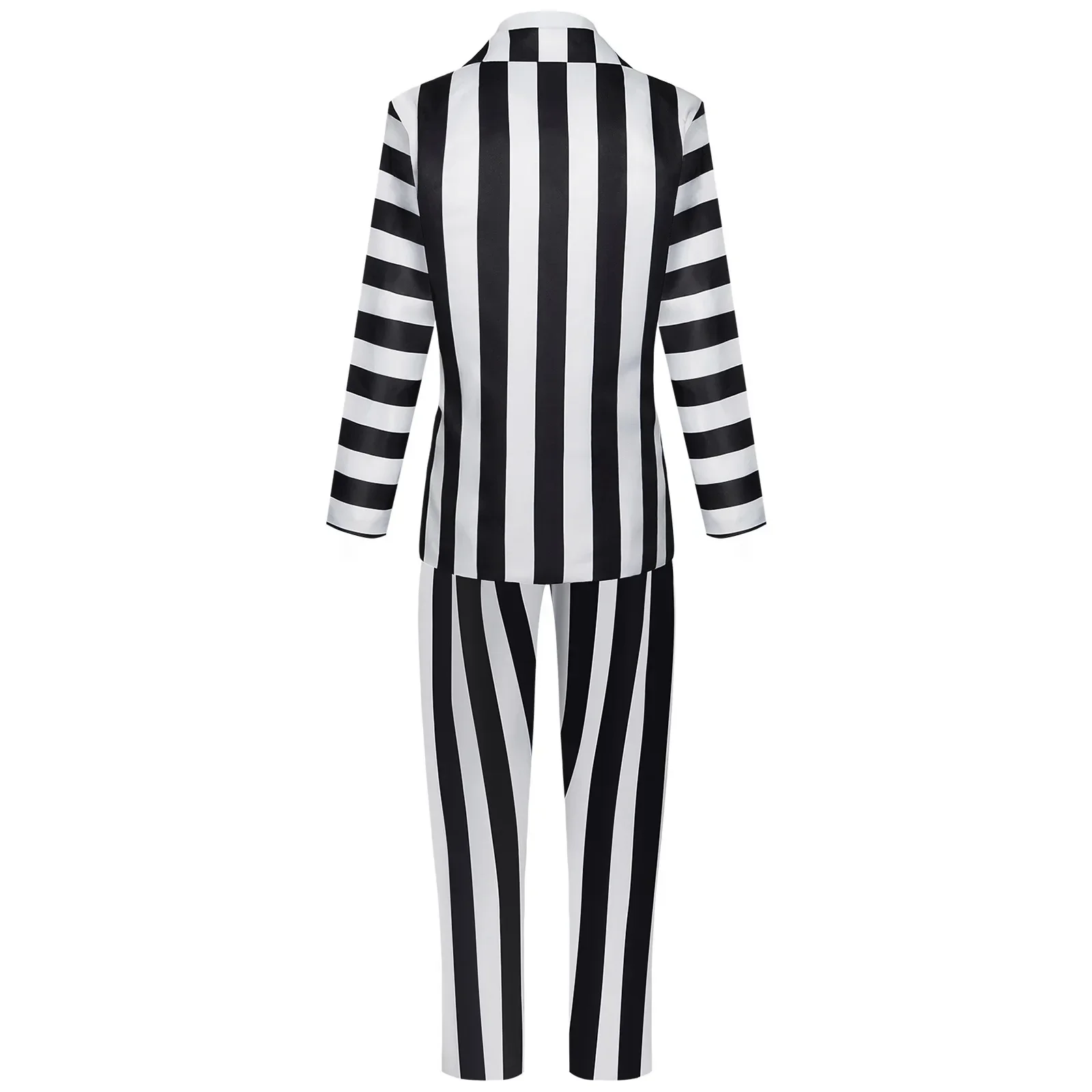 Juice Beetle Suit Movie Michael Keaton Cosplay Costumes Black and White Striped Suit Clown Mask Halloween Costumes for Women Men