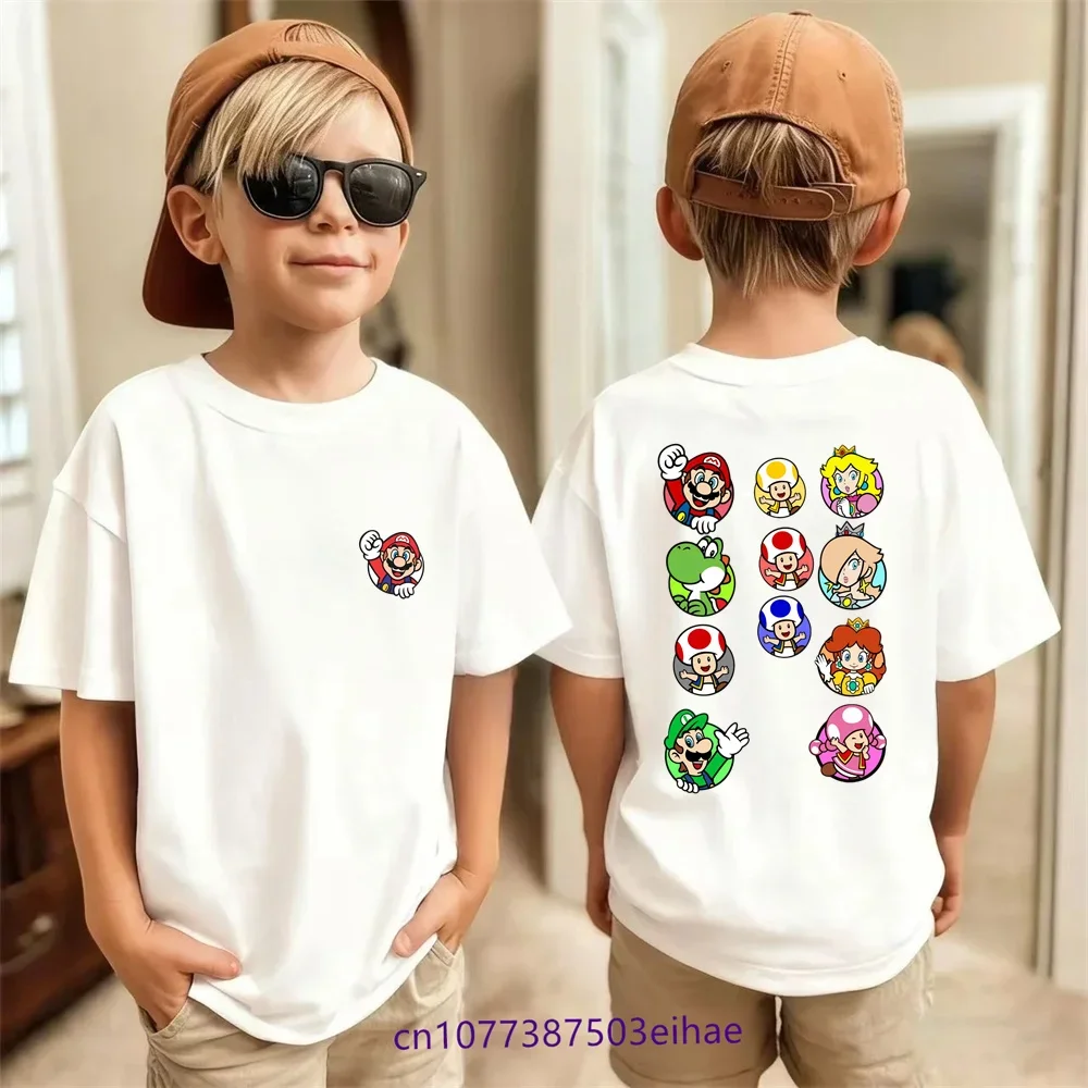 

Super Mario Kids T-Shirt Pure Cotton Short Sleeve Fashion Printed Summer Top for Boys And Girls Ages 3-14