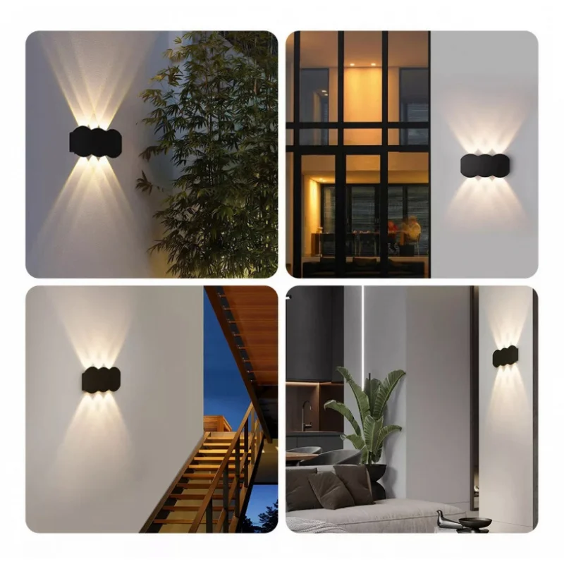 

1Pack 6 LEDs Waterproof Upper And Lower Luminous Convex Mirror Wall Lamp Courtyard Wall Decoration Atmosphere Guide Lamp