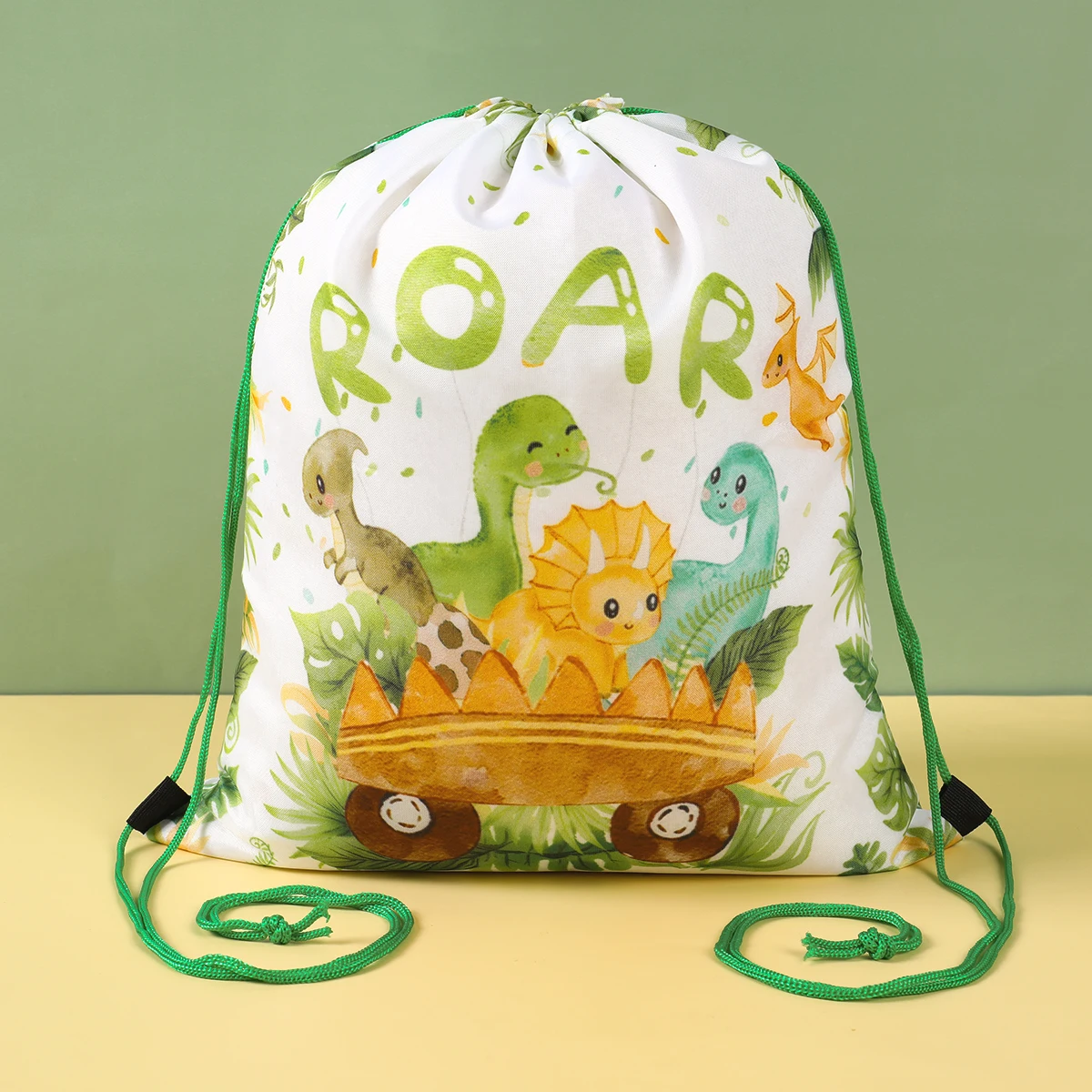 Dinosaur Theme Gifts Bag Birthday Gifts Drawstring School Backpack Cartoon Wild Forest Safari Baby Shower Party Packing Bags