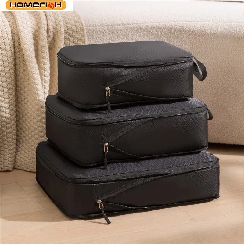 HOMEFISH 3Pcs/Set Travel Compressible Packing Multifunction Travel Storage Bag Waterproof Suitcase Portable Luggage Organizer