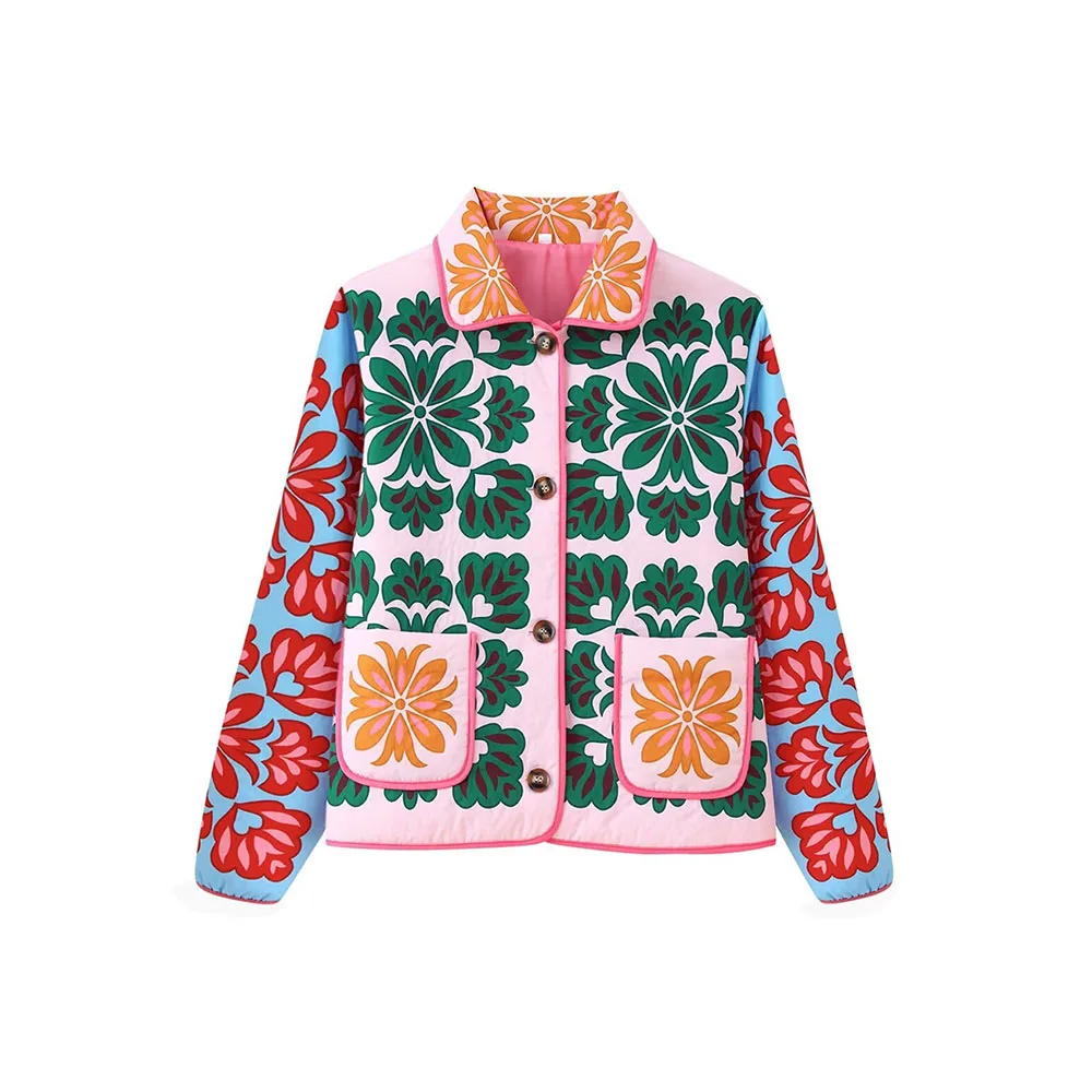 

Осенне-зимняя новая модная женская одежда, простая и универсальная хлопковая куртка с принтом и принтом