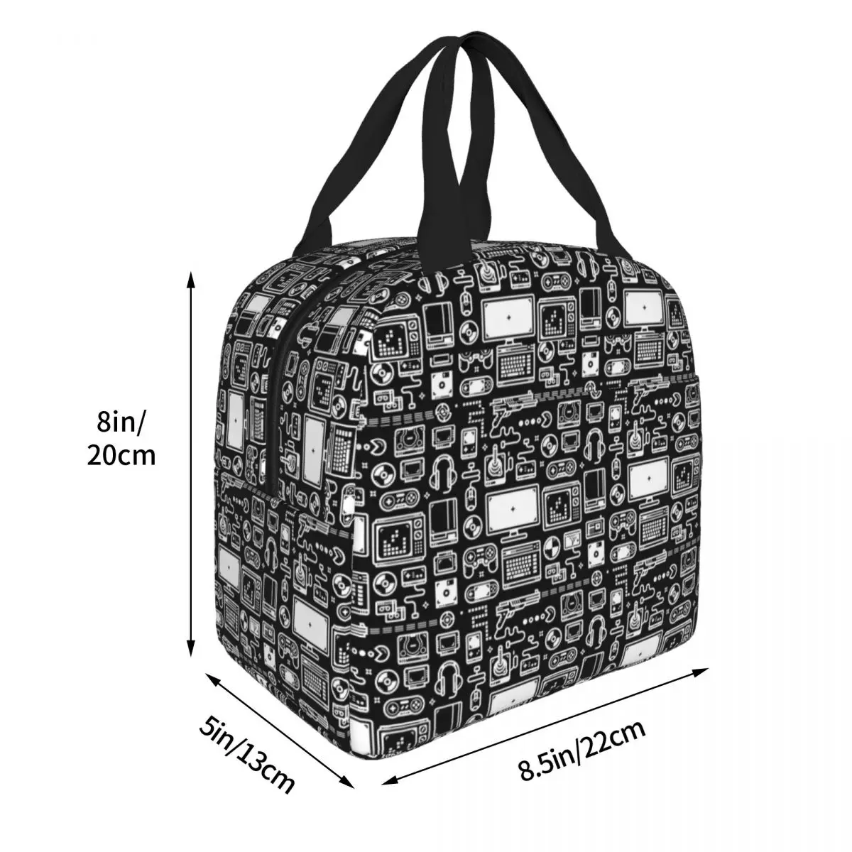 Термосумка в стиле ретро с консолями для игровых контроллеров, Термосумка, большая многоразовая сумка-тоут, Ланч-бокс для девочек и мальчиков, для работы и пикника