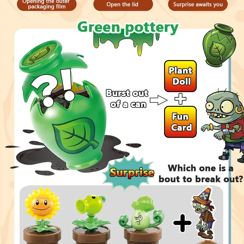 Echte 12-Stil-Pflanzen VS Zombies 2 Überraschungsbox-Glas-Set Spielzeug Peashooter Sonnenblume Pharao Zombie-Spiel Figur Puppe Kinder Geschenke – Detail 5