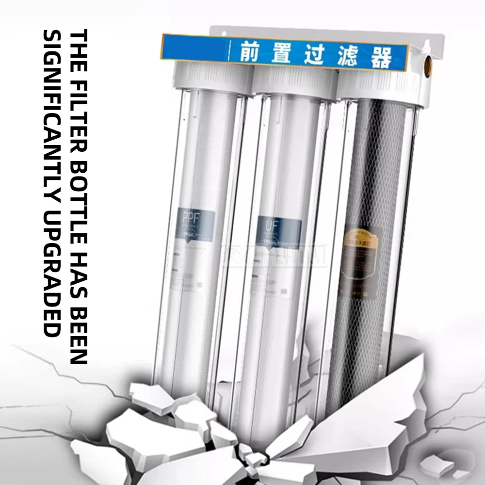 20-дюймовый трехступенчатый предварительный фильтр, бытовой утолщенный синий флакон, прозрачная бутылка, очиститель воды с большим расходом