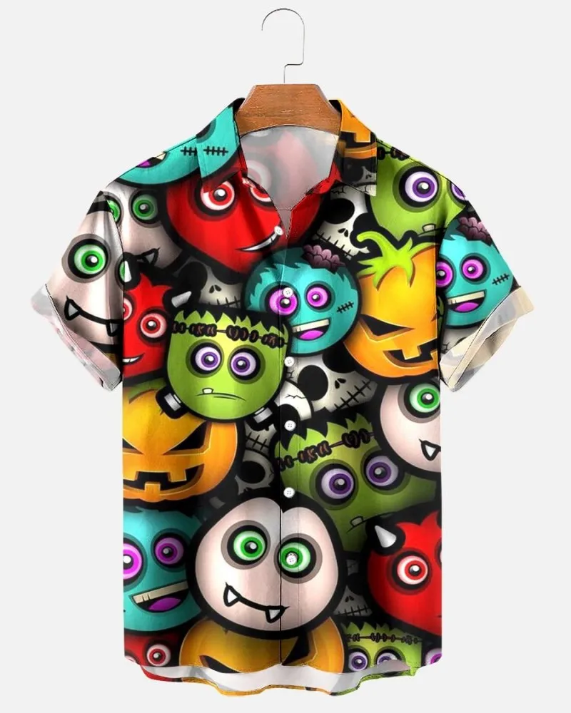 Camisas con estampado de calavera Vintage para hombre, camisa transpirable personalizada, camisas con botones geniales de verano, camisas hawaianas de manga corta