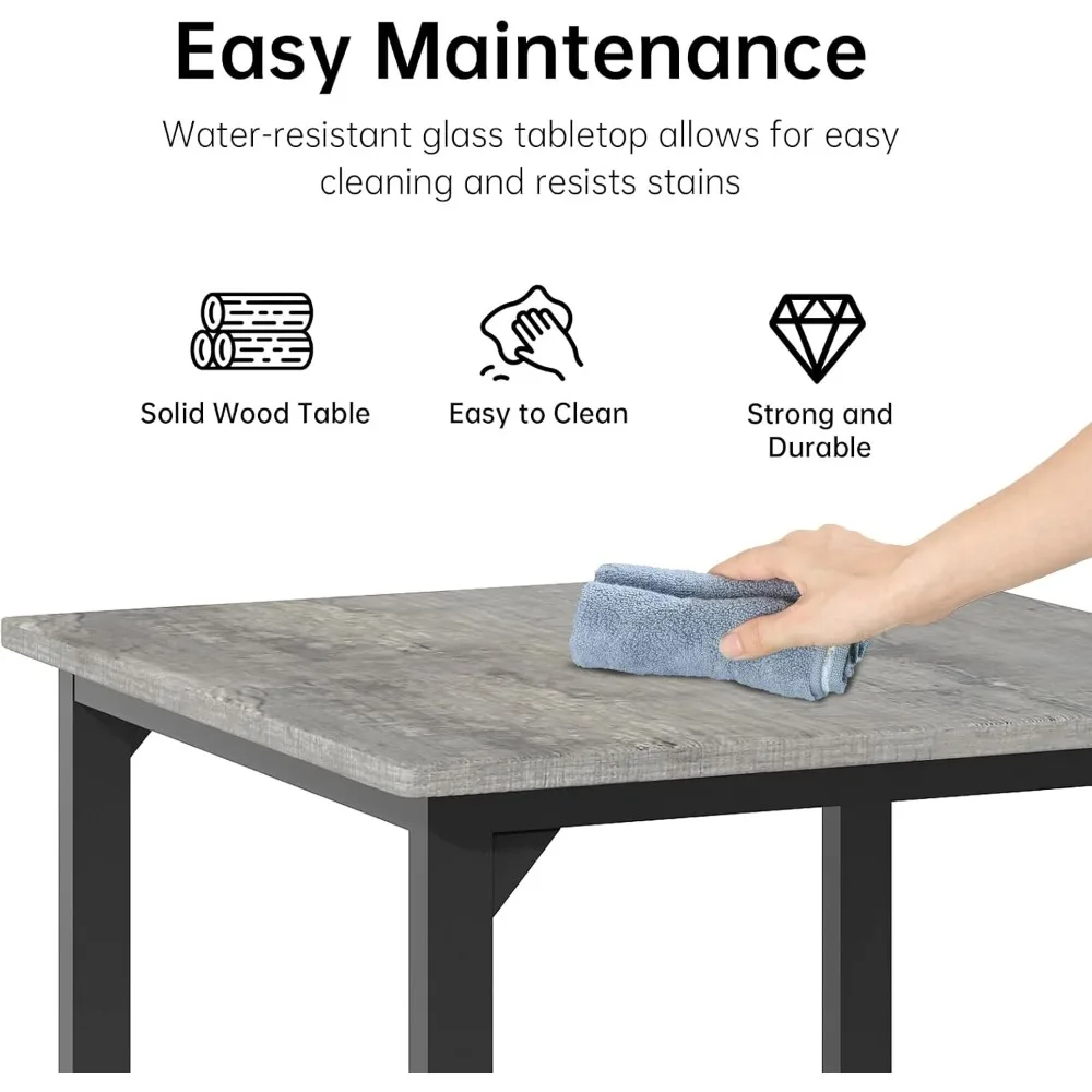 5-Piece Dining Table Set, Dining Table Set for 4, Counter Height Table & 4 Bar Stools, Modern Kitchen Dining Set, with Upholste