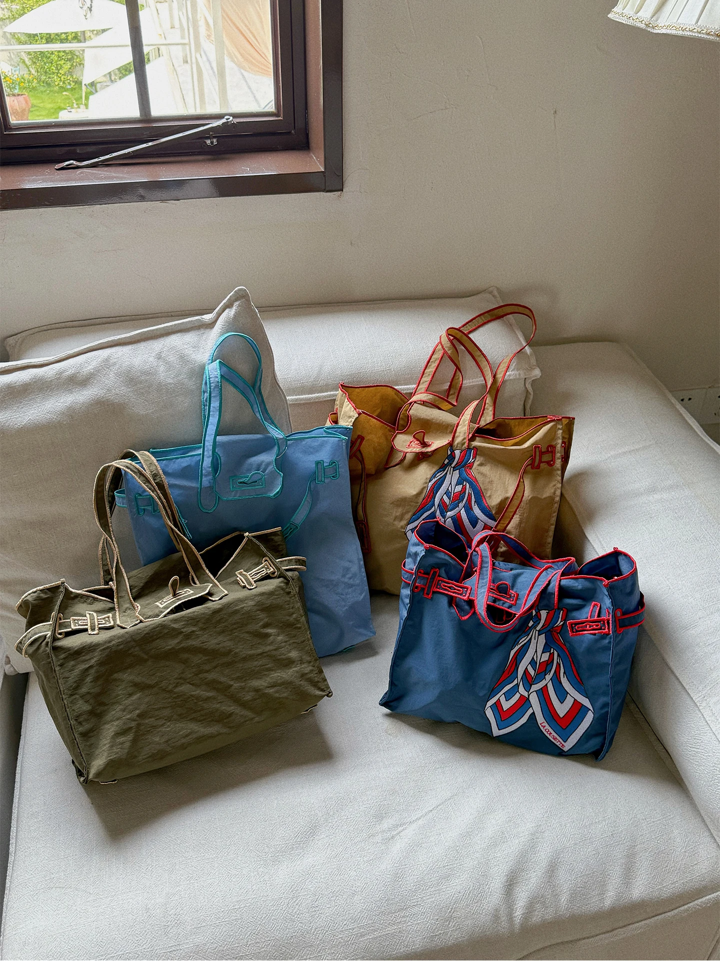 

Lacousette New Embroidered Nylon Tote Bag Single oulder Eco-friendly op Bag Soft Casual Sle Youth Suitable Handbag