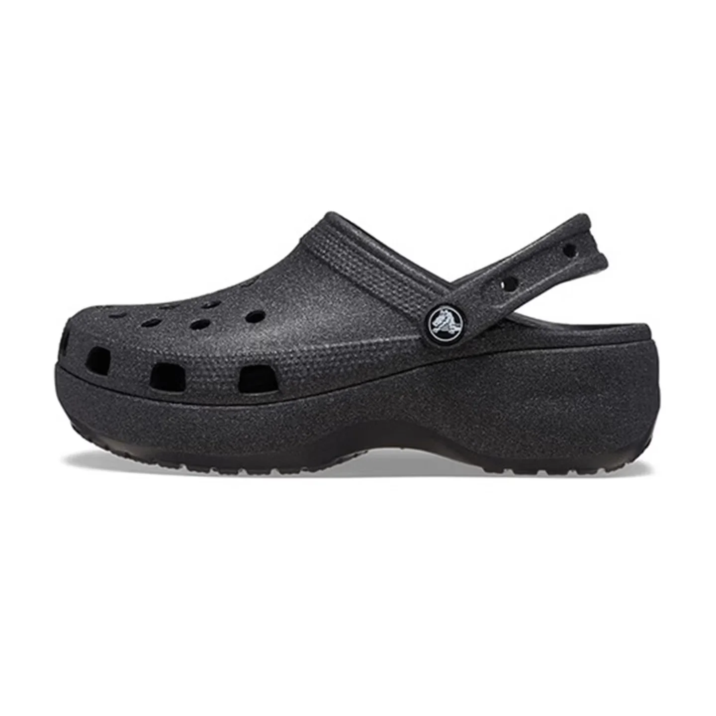 Crocs Classic Platform Clog Women's Glitter Clogs  Black, Fine-Glitter Finish, Thick Sole & Height-Enhancing 207241-001