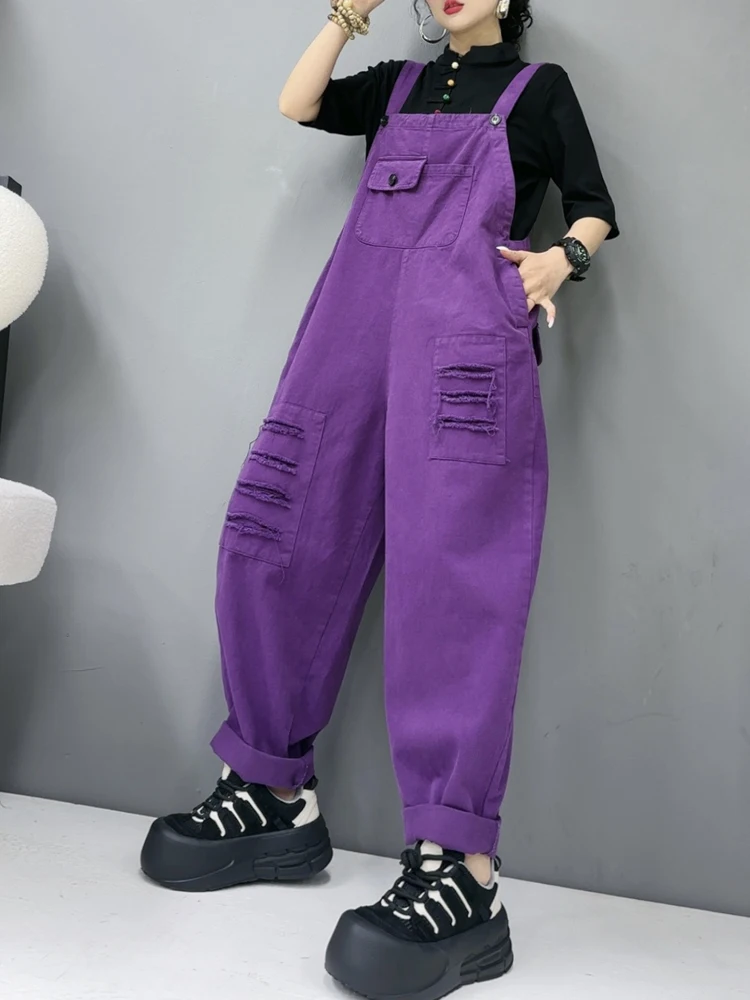 

Весна 2026: Модные женские джинсовые комбинезоны свободного кроя с дырками, омолаживающие, цельные, трендовые