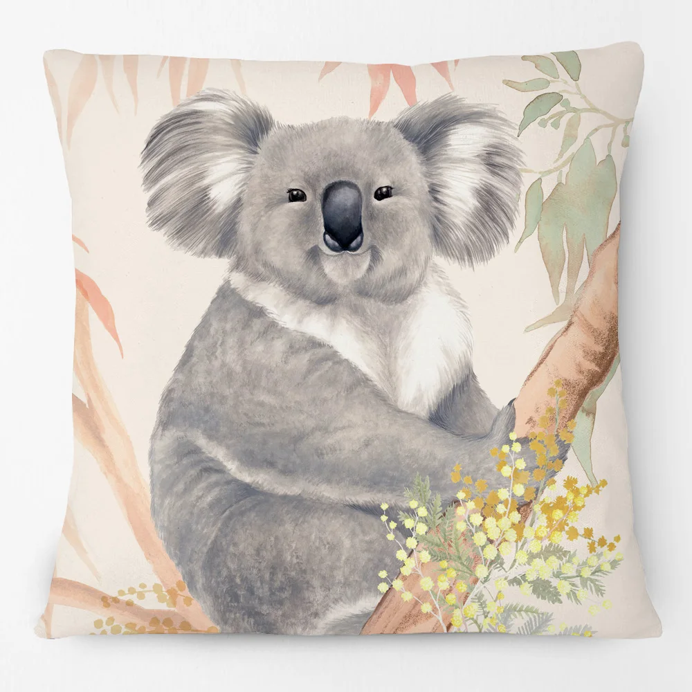 Australian Native Local Birds Animals And Plants Cushion Cover Wombat Parrot Cockatoo Budgies Kookaburra Print Pillow Case
