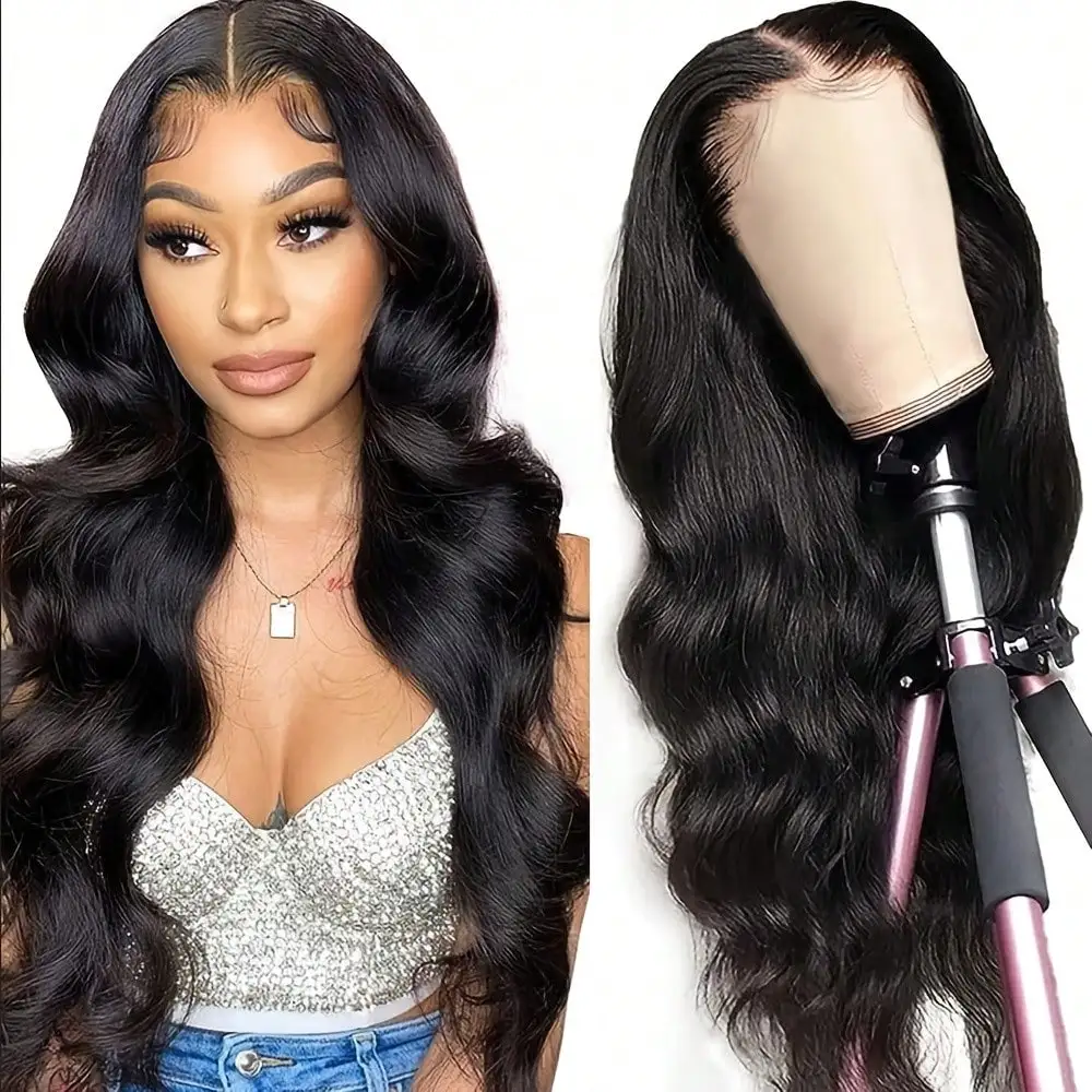 

13x4 Long Black Body Wave Lace Front Synthetic Wigs Loose Wave Frontal Lace Replacement Wigs for Women Girls Daily Party Use