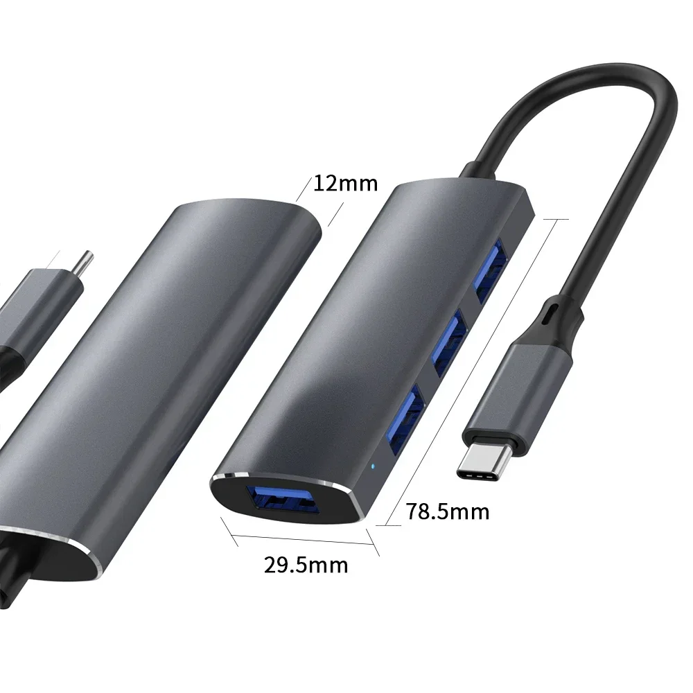 4 منافذ USB Hub type c الفاصل 5Gbps لملحقات جهاز الكمبيوتر متعدد المنافذ HUB 4 USB 3.0 2.0 منافذ عالية السرعة