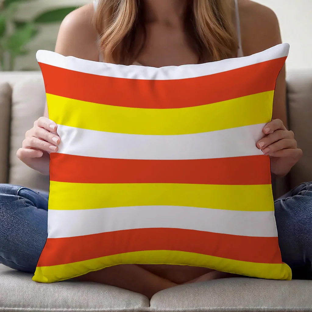 Candy Corn Stripe Pillow Cover 16x16 18x18 20x20 Inch Polyester Zipper Machine Washable Halloween Pastel Decor Sofa Bed