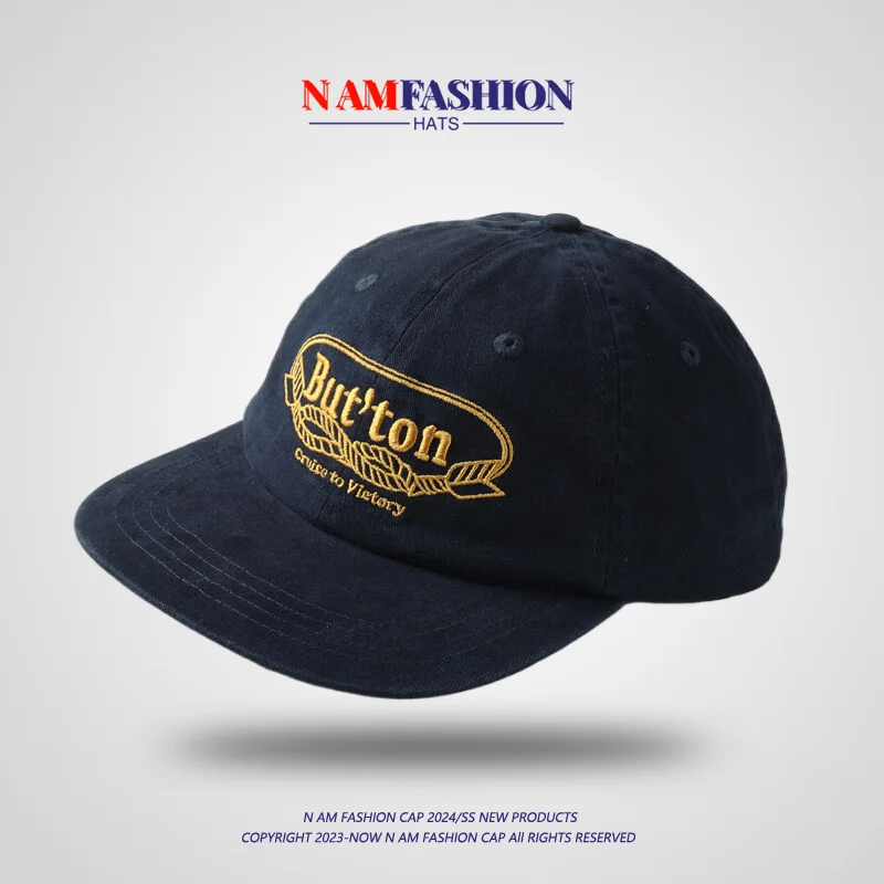 Retro Washed Cotton Soft Top Flat Eaves Cap Men\'s and Women\'s Letter Embroidery Street Hip-Hop Baseball Cap Fashion