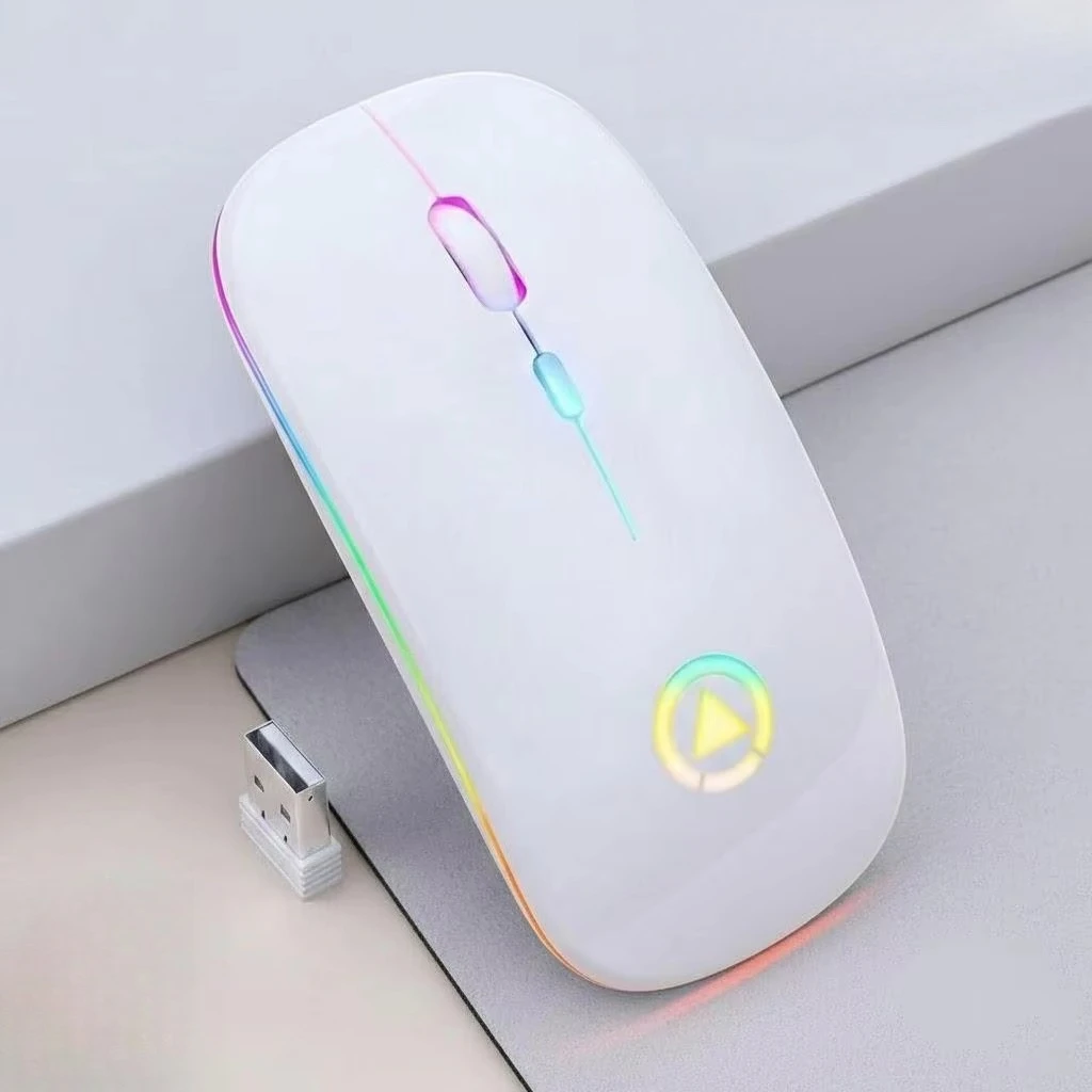 Ultra-Thin 2.4G Wireless Noiseless Optical Mouse Portable Multicolor LED for PC Laptop Tablet