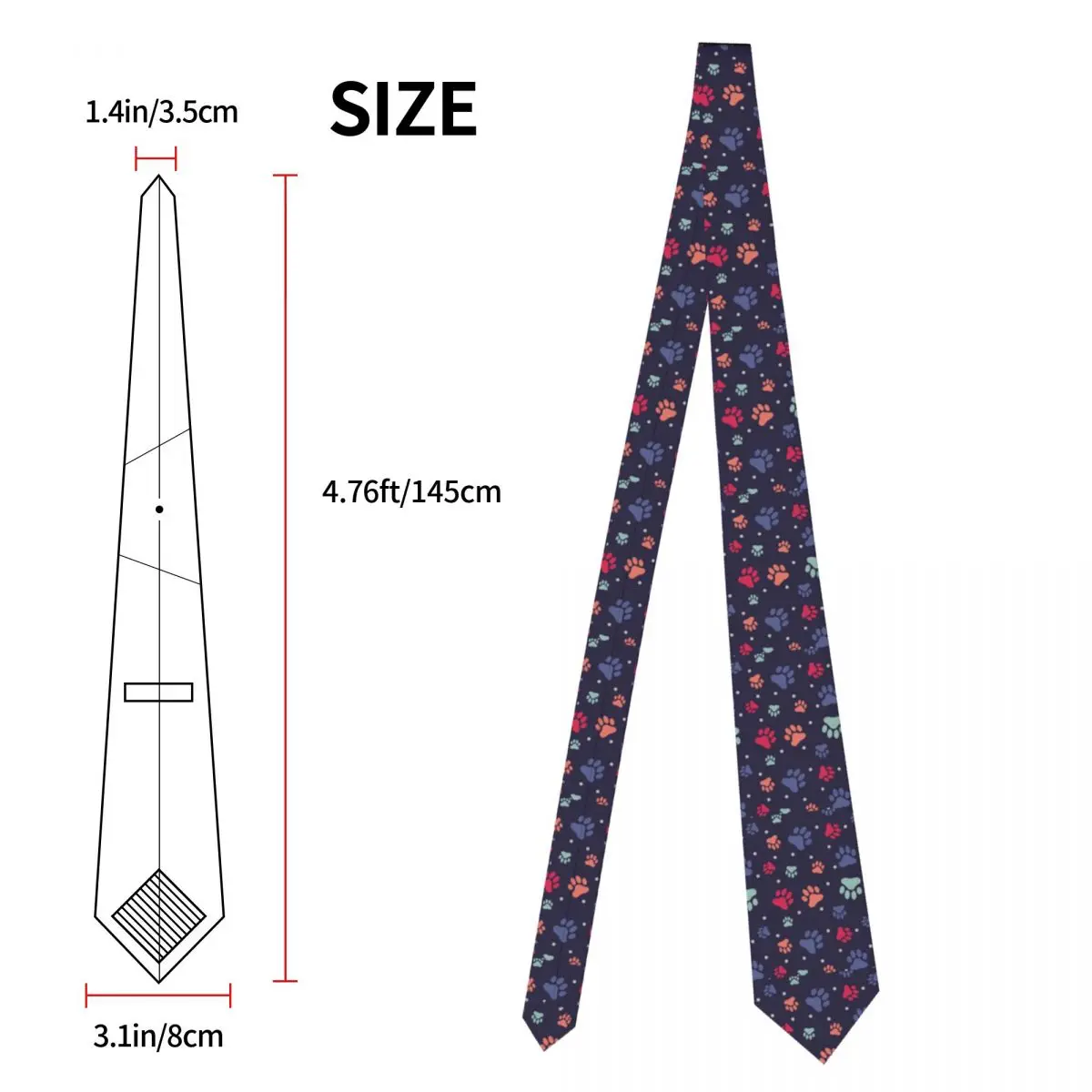 Dog Paw Pattern Neckties Men Custom Silk Alaskan Malamute Siberian Husky Neck Ties for Party