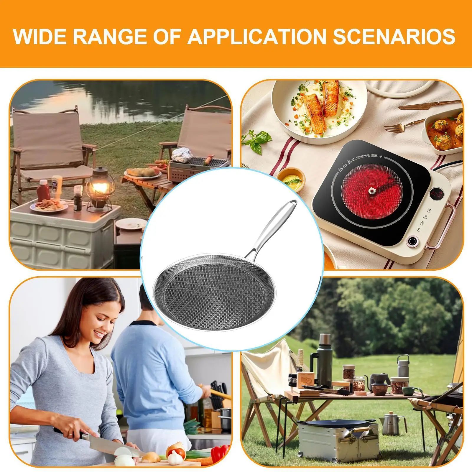 

Pan For Pancakes Stainless Steel Frying Pot Non-Stick Flat Frying Pan For Egg Cooking Outdoor Barbecue Stove Cooktop Kitchen