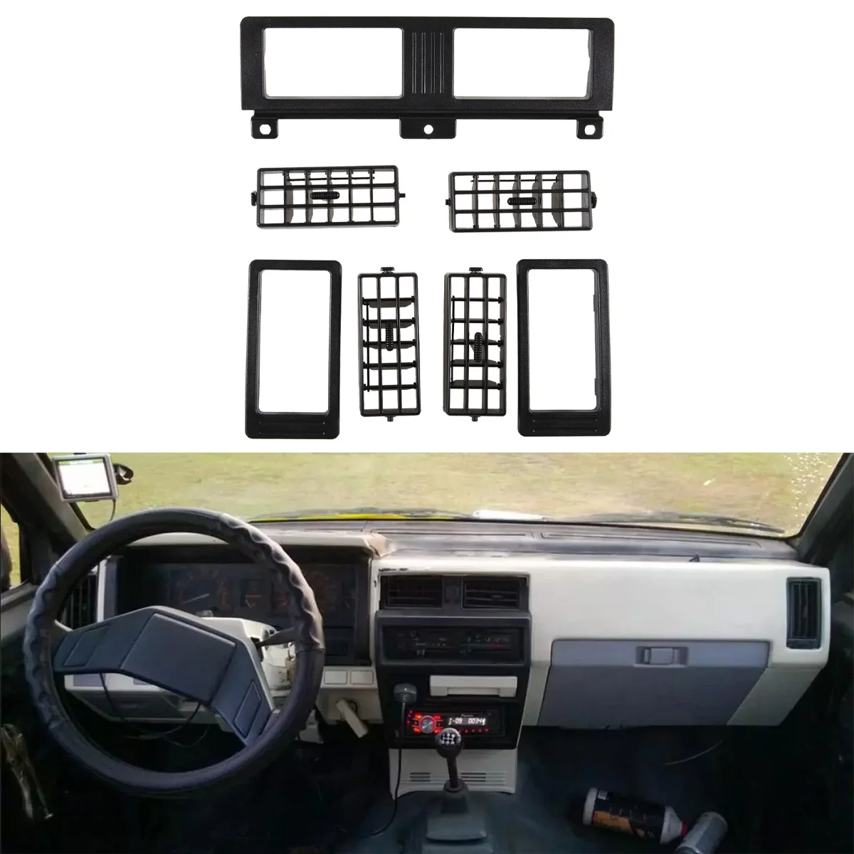 Set griglia di sfiato AC riscaldatore cruscotto per pickup hardbody Nissan Navara D21 1986-1997