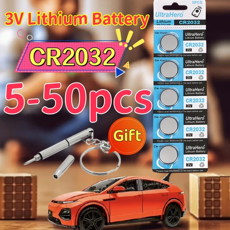 5-50ชิ้น CR2032 CR 2032ของแท้แบตเตอรี่ลิเธียม3V สำหรับนาฬิกาเครื่องคิดเลขนาฬิการีโมทคอนโทรลของเล่นเครื่องคิดเลขกระดุมเม็ดเหรียญ