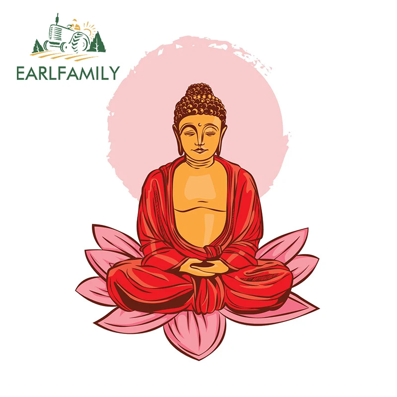 EARLFAMILY 13cm X 9.9cm Buddha on Lotus Interesting Car Stickers Skateboard Motorcycle Scratch Resistant Fashion Decal Graphics