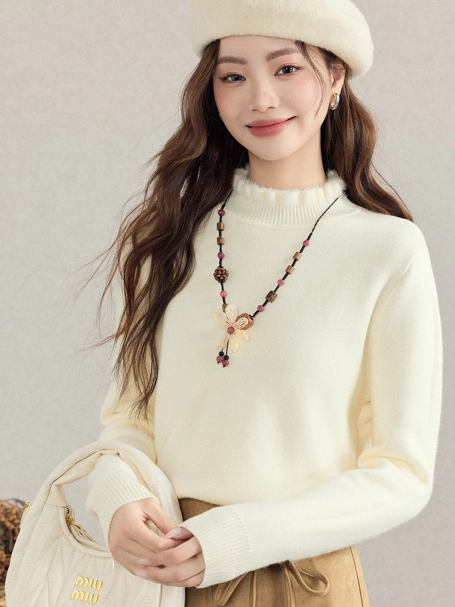 

Женская облегающая трикотажная базовая кофта с высоким воротником, мягкая, дышащая, однотонная, с длинными рукавами