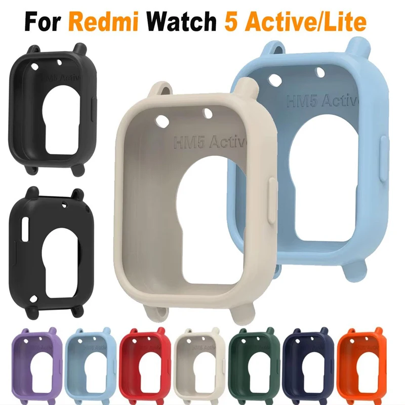 Silicone Watch Protector Case Cover For Redmi Watch 5 Active,Protective Shell Bumper Frame Case For Redmi Watch 5 Lite Accessory