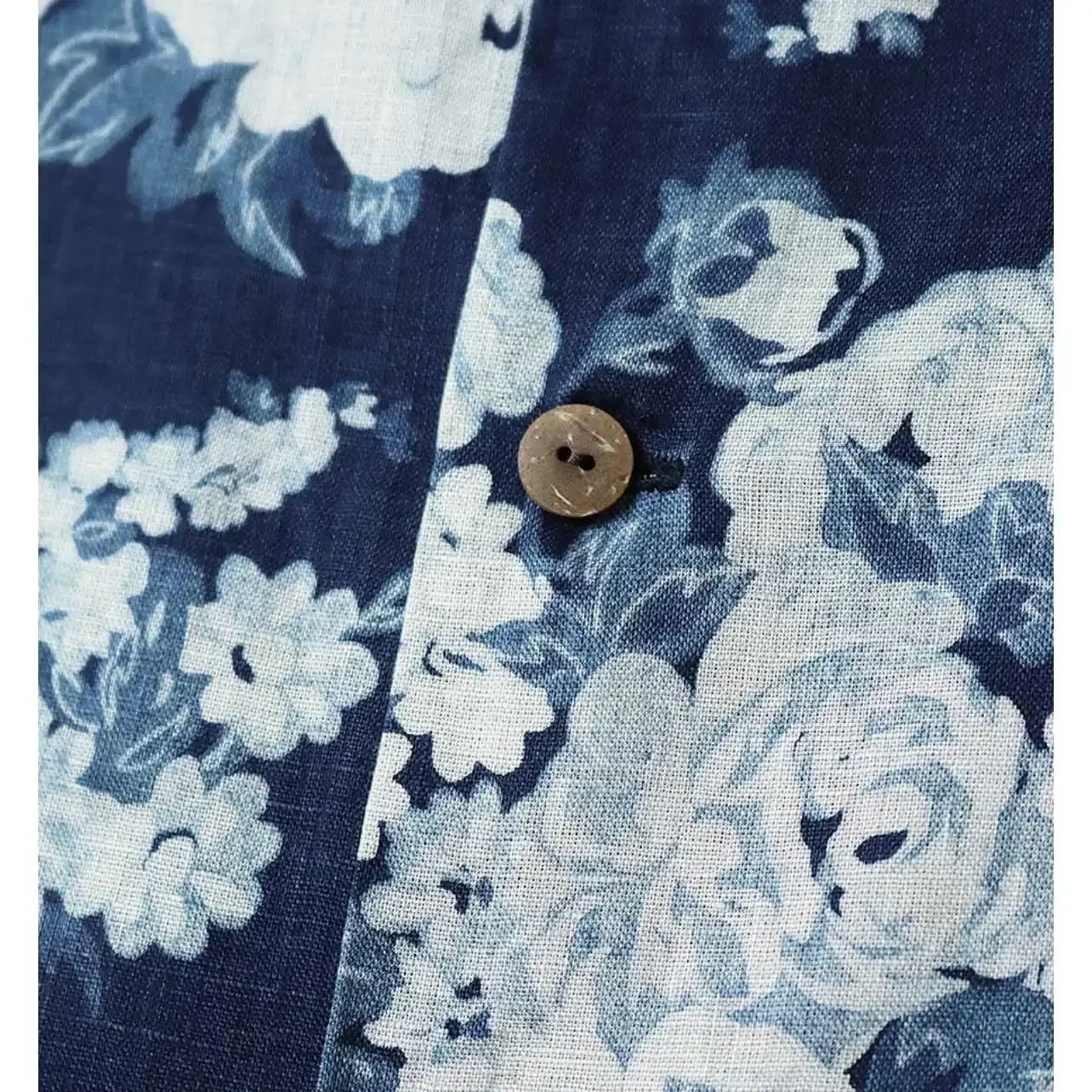 24AW KAPITAL Hirata Kazuhiro Japanese Casual Dye Blue Flower Breasted Loose Long Sleeved Shirt for Men