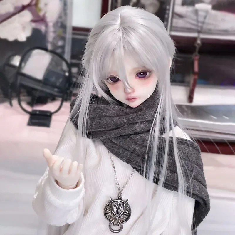 

1/3 1/4 1/6 Doll Wig Accessories White Long Hair With Straight Bangs Full-Head Wig Stretch Mesh Cute BJD Doll DIY Dress Up Wig