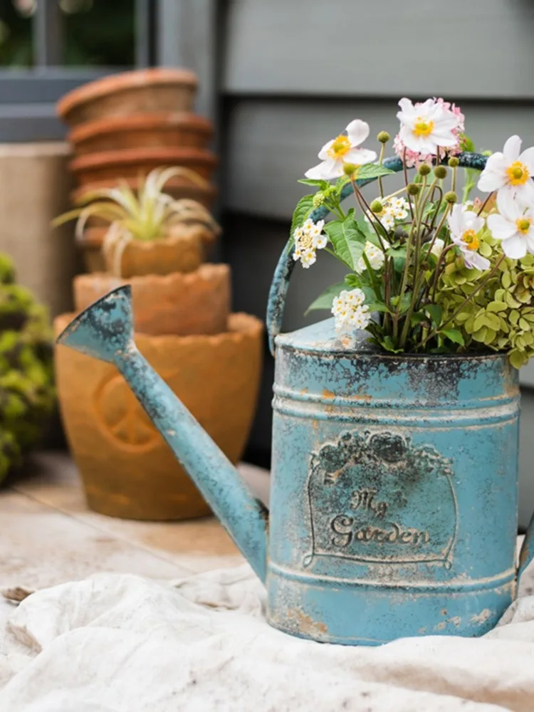 

Flower Pot Water Bottle Gardening Tin Retro Nostalgic Decorative Ornament Flower Pots Garden Planting Accessories