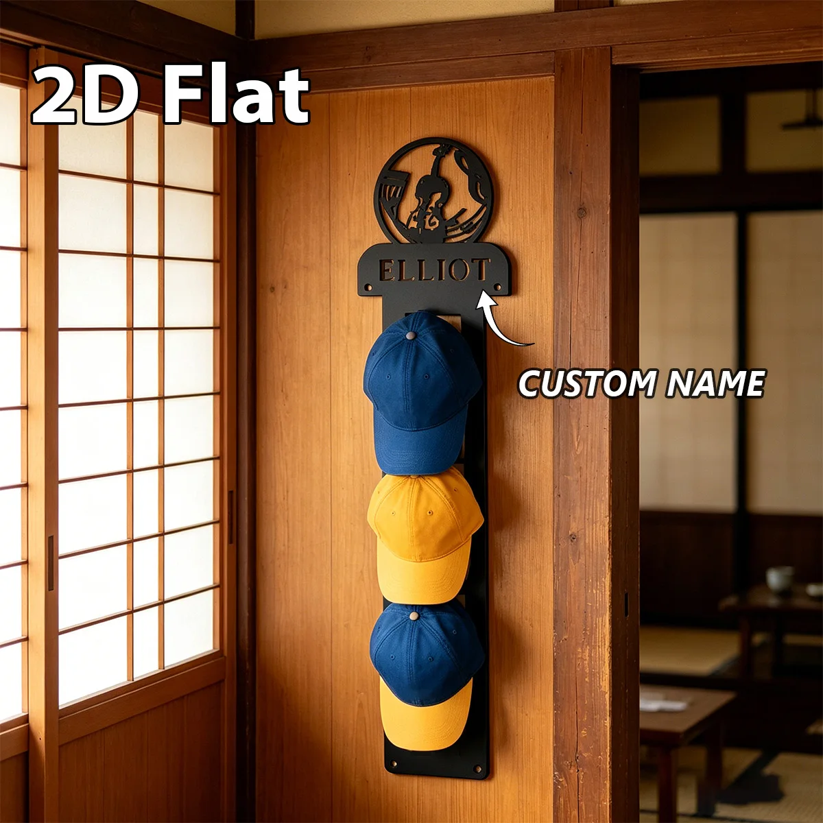 Custom Cello Metal Hat Rack, Wall Mounted Cap Organizer, Christmas Birthday Gift for Hat Lovers,Suitable for Home, Room, Hotel