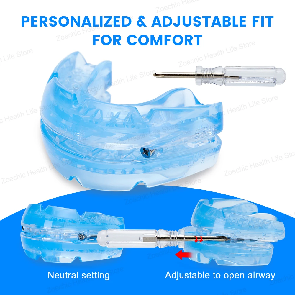 Adjustable Anti-Snoring Mouthpiece Device Night Time Teeth Mouthguard & Sleeping Bite Guard for Bruxism & Stop Snoring