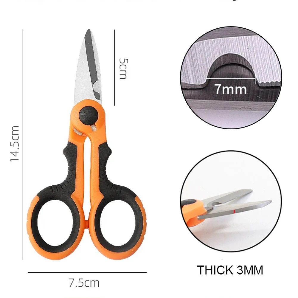 New High Carbon Steel Fishing Scissor Electrician Scissors Household Shears for Stripping Wire Cut Tools for Fabrics Paper Cable