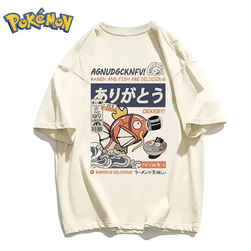 بوكيمون أنيمي Magikarp تي شيرت مطبوع 2026 الرجال والنساء الصيف جديد الشارع الهيب هوب كبير فضفاض اليومية الوالدين والطفل #1