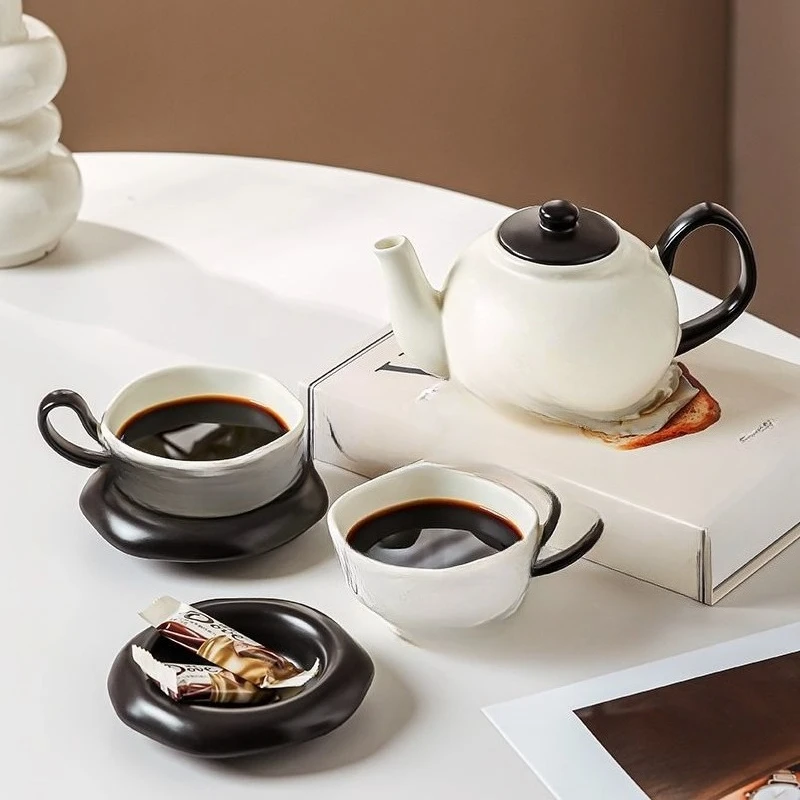 light luxury high-end niche ceramics, water cup set, home living room hospitality water cup, afternoon tea tea set, teapot gift