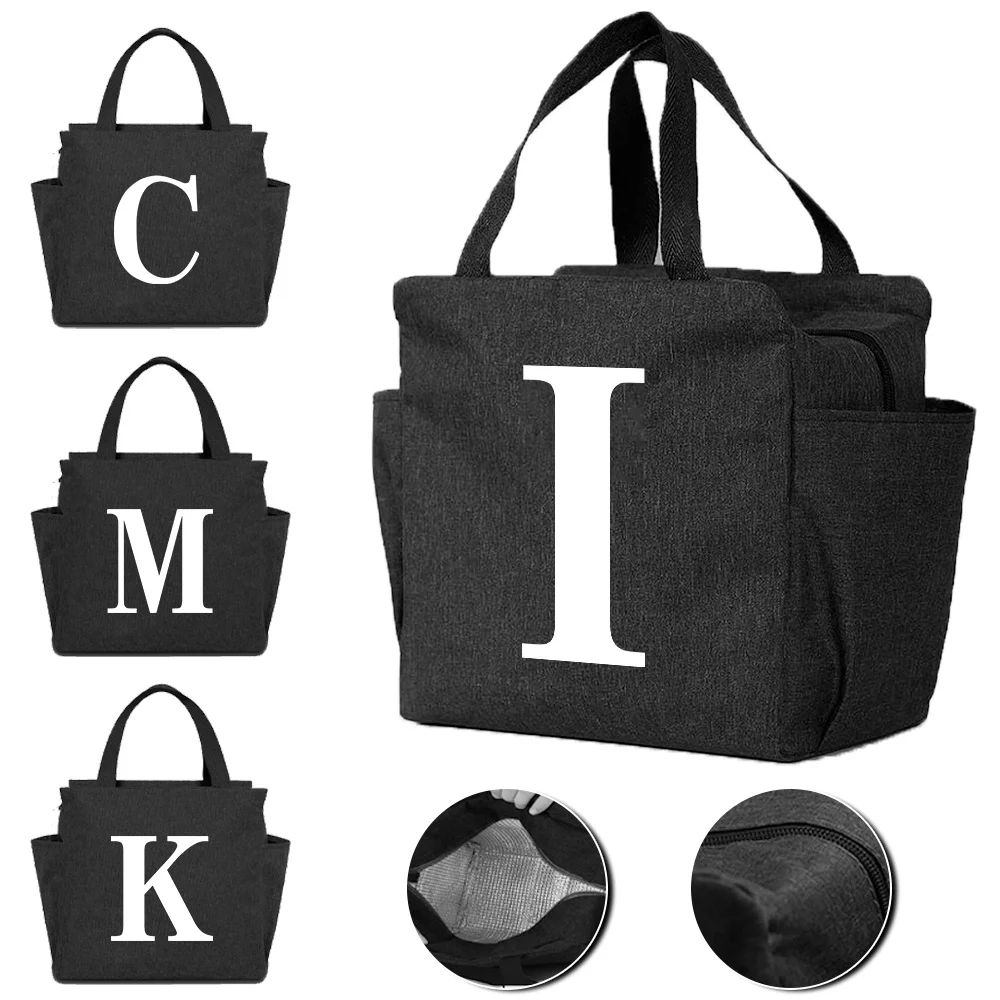 Lunch Box Bag for Kids Insulation Carry Tote Bags BIG Capacity  Original Design White Letter Series Printing Aluminum Foil Box