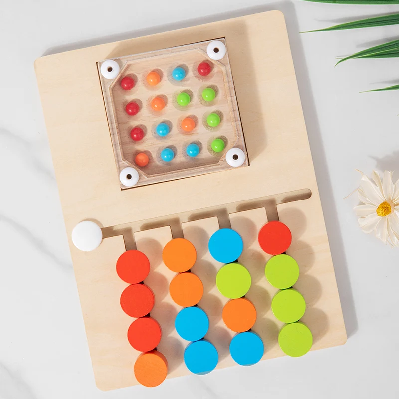 Juguete de posicionamiento de cuatro colores con cuentas temblorosas de madera Montessori, forma de Color, juego de mesa de aprendizaje cognitivo a juego, regalos para niños