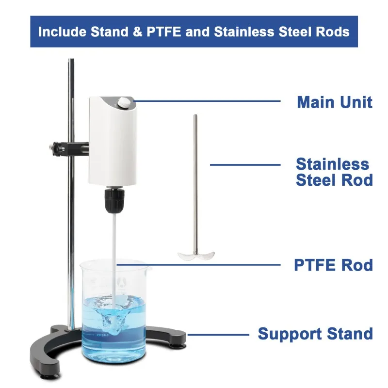 IKEME 110V To 220V Laboratory Electric Overhead Stirrer Lab Mixer Lab Equipment Max Stirring Capacity: 10L