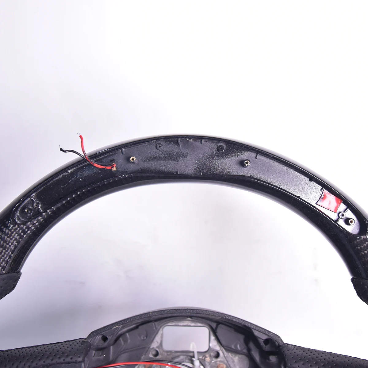 Fully Customizable Black Leather Carbon Fiber Steering Wheel with Premium LED Top Accent, For Audi A4L A5 A6L A8