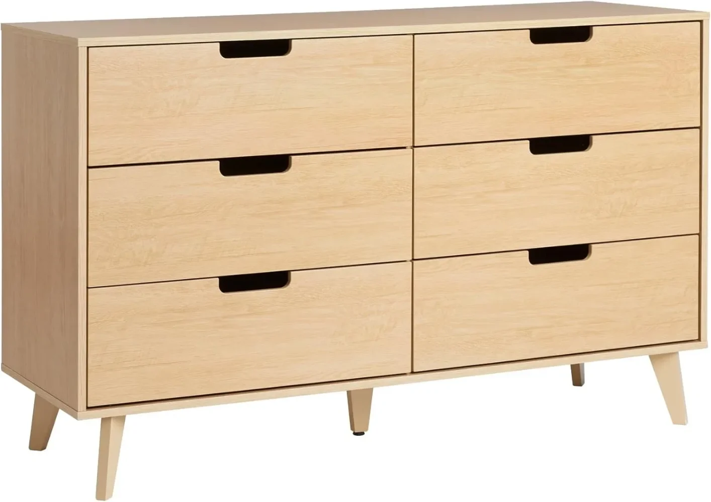 Modern 6-Drawer Dresser Bedroom Storage Organizer, 52 Inch, Riviera Cut-Out