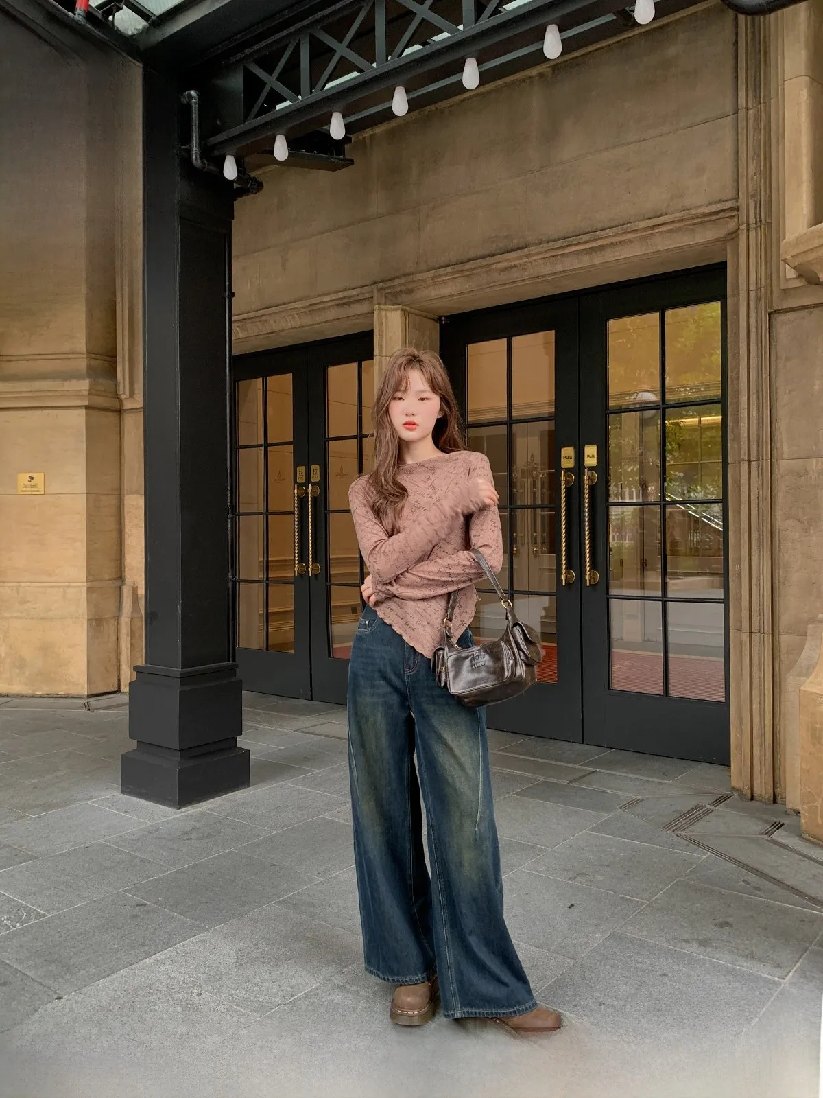 

Hello High Waist Wide Leg Jeans Women's Casual Spring Autumn New Style Vintage Washed Denim Pants Floor-Length Loose Fit
