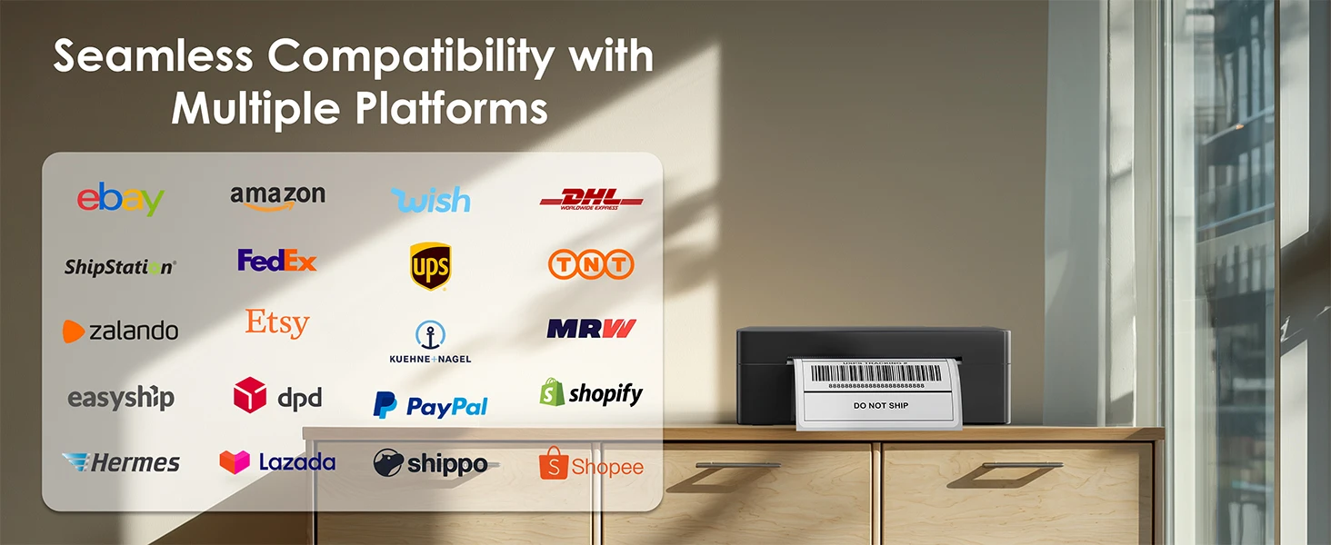 Thermal Shipping Label Printer, 4x6 Bluetooth Label Printer for Small Business and Home, Supports iPhone, Android, Windows, Mac, Chromebook
