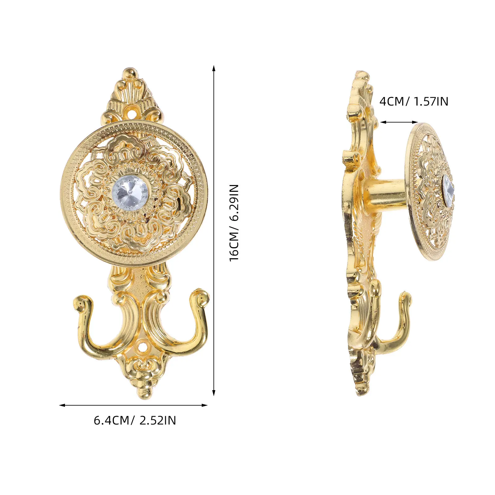 2Pcs Curtain Hooks Elegant European Style Double Wall Hook Cloud Motif Decorative Holdbacks for Living Room Bedroom